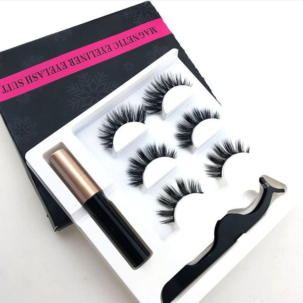 

40# 2019 women long lasting makeup magnetic eyeliner with false eyelashes tweezers set women cosmetic
