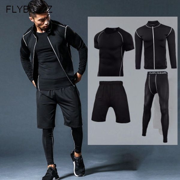 

men compression sport suits sportswear running set quick dry running sets clothes sports joggers training gym fitness tracksuits, Black;blue