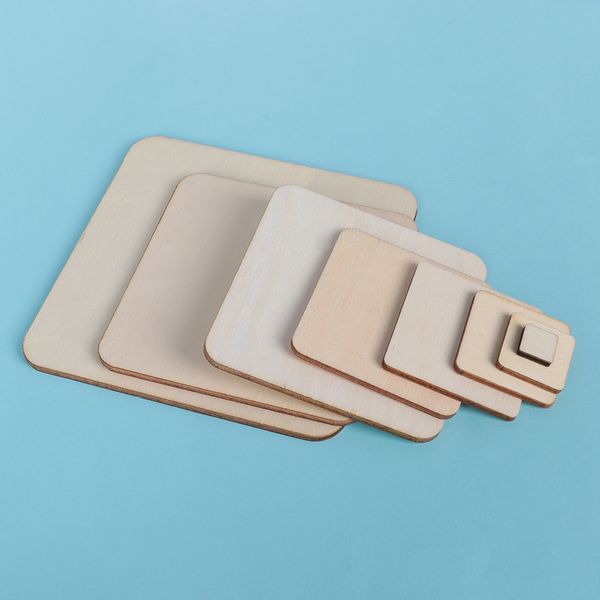 

10/50/100pcs pyrography projects games scrapbooking building model square unfinished wood pieces blank plaque for diy craft