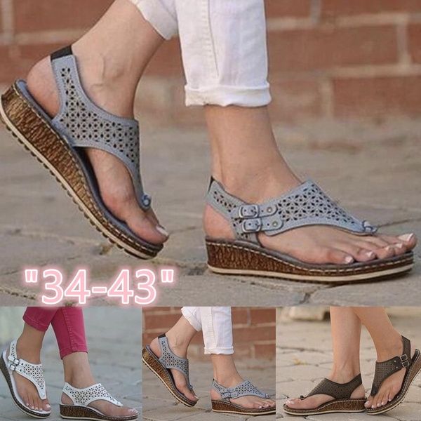 

women wedge sandals summer flip flops, Black