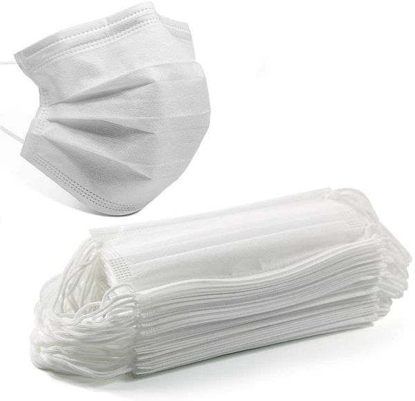 

white disposable mask non woven face masks 3 layer anti-dust waterproof mask ply respirator soft breathable mouth safety masks gga3217