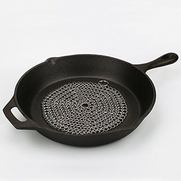 7x7 polegadas Cast Iron Cleaner Aço Inox 304 Chainmail purificador para Cast Iron Pan pré-temperado panelas holandês Fornos Waffle Ferro raspador