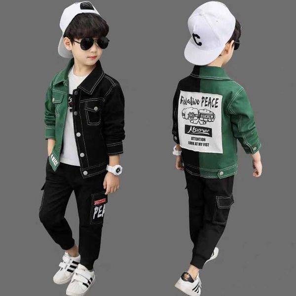 

kids boys clothes set summer baby cotton cartoon infant clothing set denim coats + t-shirt + shorts 4-12 years 2019 new fashion, White