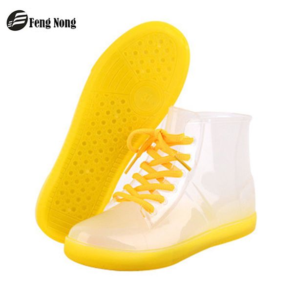 

fengnong spring ankle rain boots warm british platform waterproof motorcycle colorful ankle shallow flat with woman shoes w063, Black