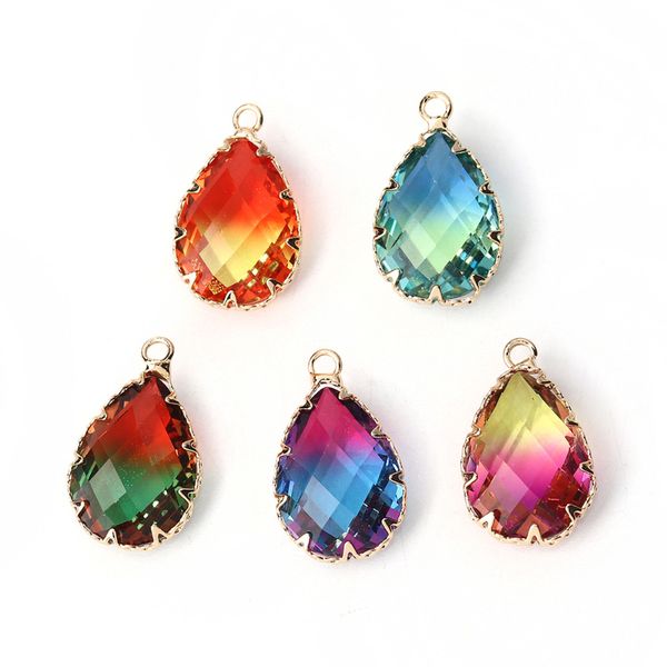 

doreen box glass pendants water drop hit color faceted wedding party for women fashion pendants 23mm( 7/8, Silver