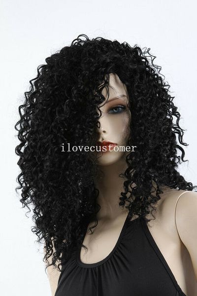 

women black wigs deep wavy curly synthetic full wig heat resistant hair wig