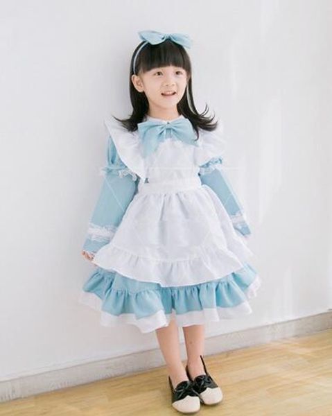 

алиса в стране чудес дети девушки необычные платья горничная лолита косплей костюм наряды набор, Black