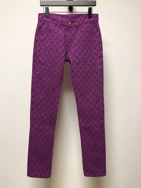 

2020 men's fashion jeans pants letters printed purple jeans trend jeans men's zipper pockets european and american style new, Blue