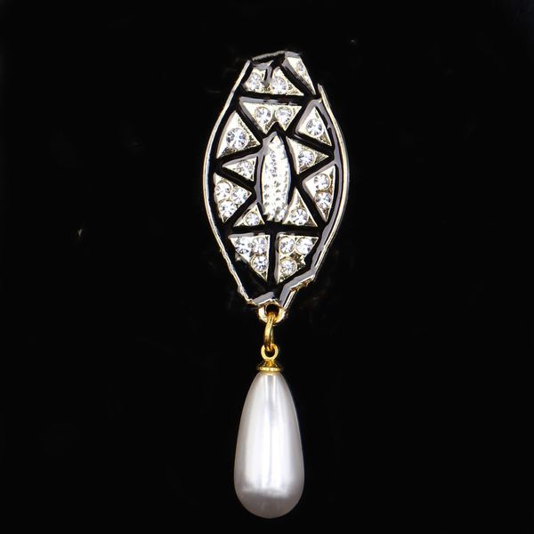 

new crystal brooch pins famous fashion pearl rhinestone classic letter collar jewelry accessories banquet broche gifts scarf buckle 20-39, Gray