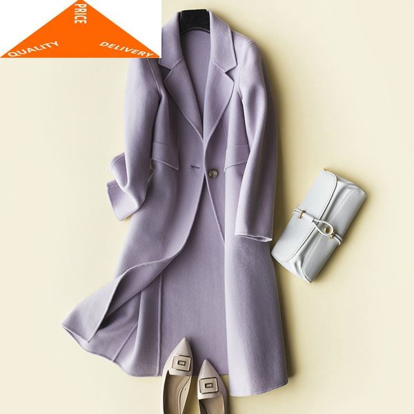 

900% autumn winter wool coat female korean warm spring clothes sided woolen jackets women long slim overcoat 2020 lwl9499, Black