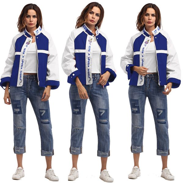 

womens designer jackets winter coats casual letter contrast color loose turtleneck thin section coats womens fashion coats, Black;brown