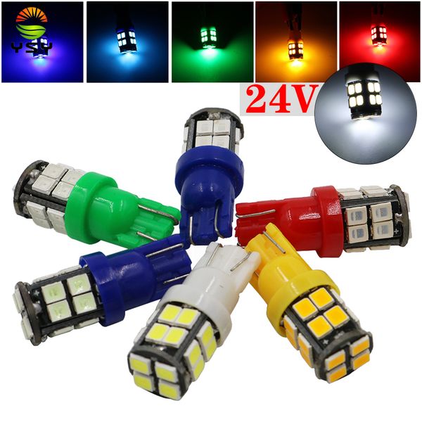 

ysy100x 24v w5w t10 car led bulb 20smd 2835 168 194 side marker lights map turn signal lamp white blue yellow green ice blue red