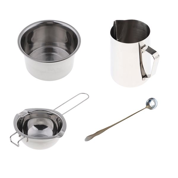 

4pcs stainless steel double boiler 1000ml pitcher wax melting pot & mixing spoon candle soap making, diy scented candle hand craft tools