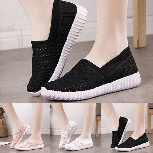 

moking2019 summer women flat shoes ms. mesh breathable comfortable casual shoes wear-resistant wild fashion #g30, Black