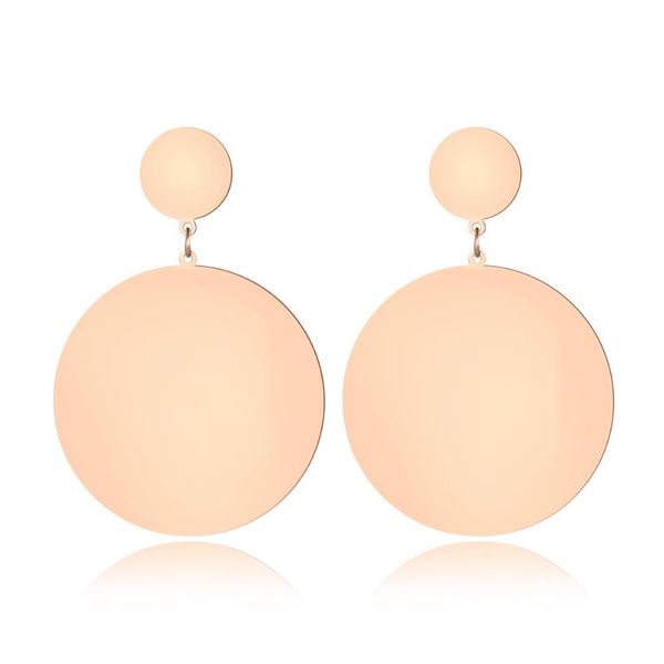 

large disc earrings rose gold color stainless steel jewelry for women bohemian style earring girl lady gift je18059, Golden;silver