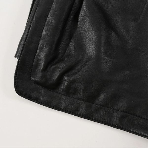 

2020 new ladies shorts genuine leather black autumn winter elastic waist casual korean fashion women clothing real sheepskin, White;black