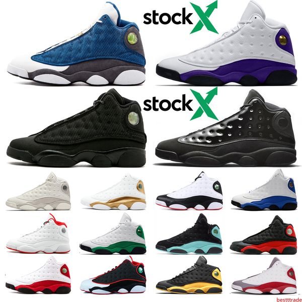 

13 13s stock x flint man basketball shoes black cat melo class of 2003 court purple hyper royal mens sports sneaker trainers 7-13