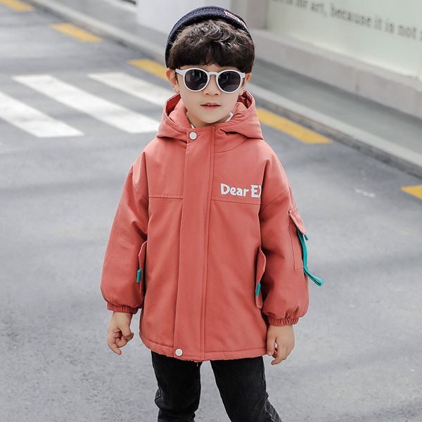 

Boy Trench Coat Fashion Children Long Sleeve Keep Warm Windbreaker Overcoat Winter Pockets Thicken Loose Hooded Kids Coats, Blue