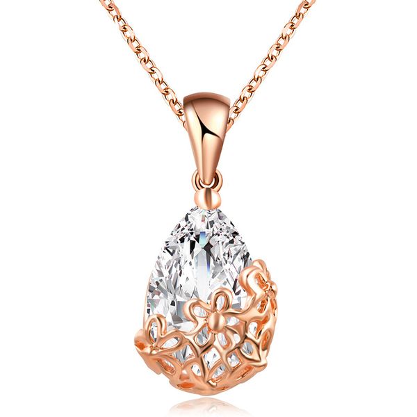 

женщины ожерелье роскошные дизайнерские ювелирные изделия, сделанные медь материал с цирконами украшения капли воды подвеска для подарка jsx, Silver