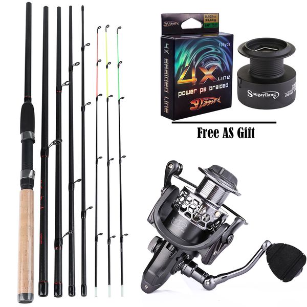 

sougayilang 3.6m feeder high carbon rod sets with spinning reel 3 sections l m h power fishing rod combon feeder pesca