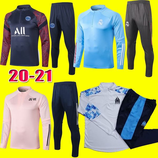 

2020 2021 marseille football tracksuit real madrid soccer training suit 20 21 paris mbappe survetement de foot ronaldo chandal jogging, Black