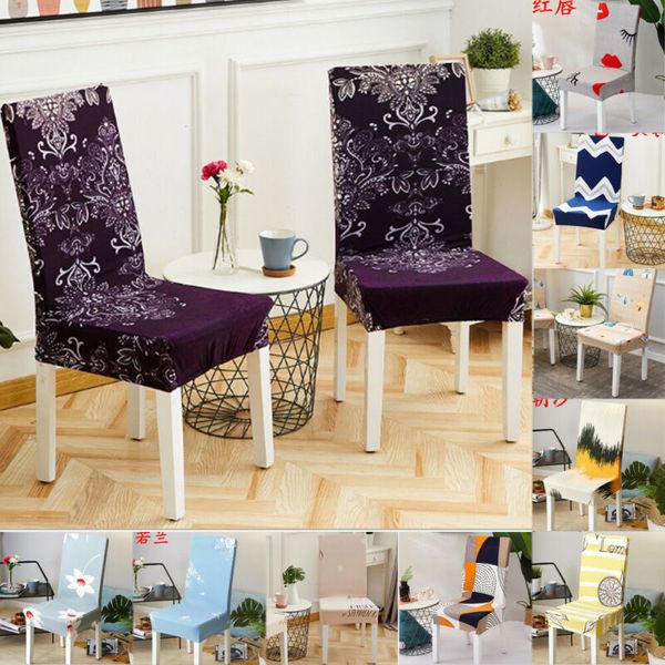 

2020 HOT 1Pcs Printing Dining Room Anti-dirty Chair Cover Removable Washable Stretch Seat Cover For Wedding Party Home Kitchen