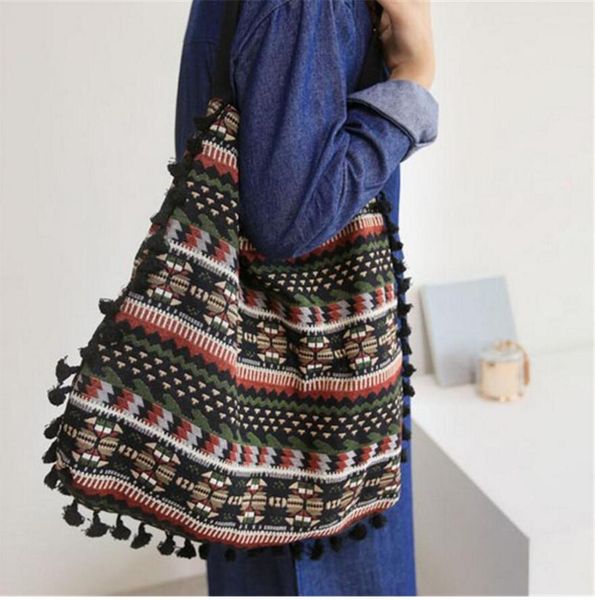 

Кисточка Fringe женщины плечо сумка Vintage Gypsy Bohemian Этнического ретро Вязание Тканого F