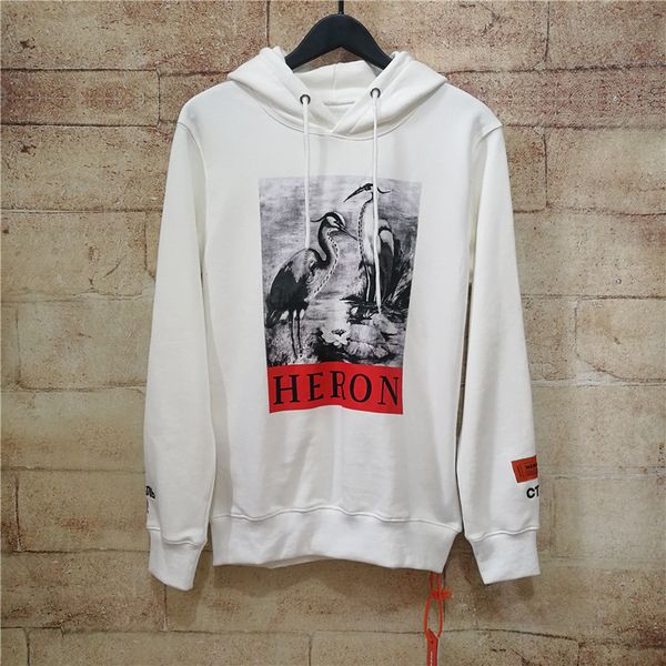 

heron preston crane classic men and women couple hoodies sweater streetwear casual fashion t-shirt luxury women's sweatshirt plus size, Black
