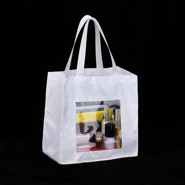 

white tote bag with clear pvc window available for customize