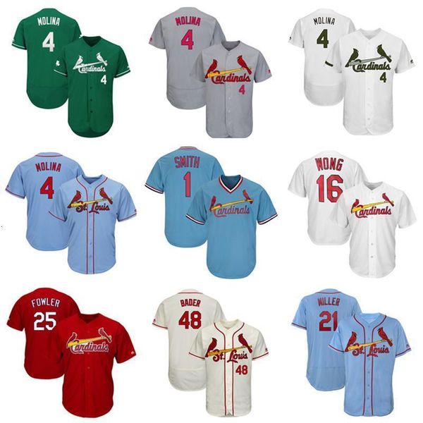 

st. louis # cardinal custom mens yadier molina ozzie smith kolten wong dexter fowler harrison bader mlb 21 miller baseball jerseys 2019, Black