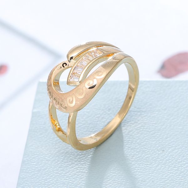 

laser pattern ring micro-inlaid zircon jewelry, Slivery;golden