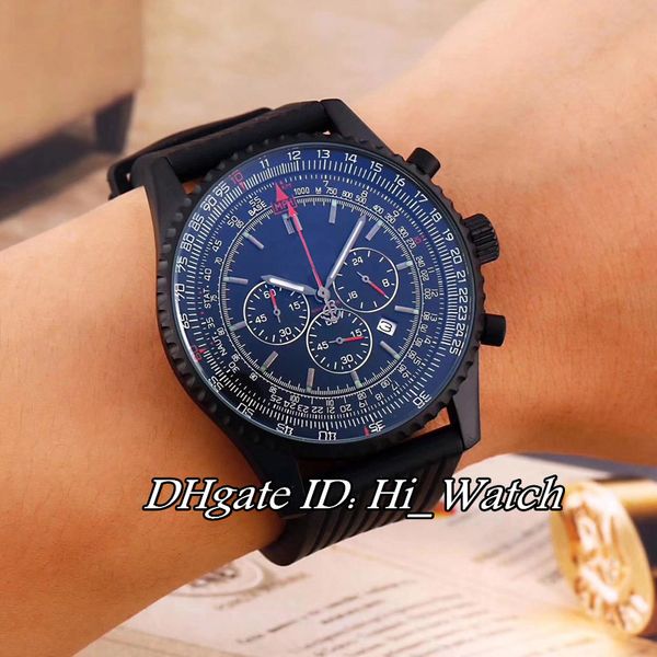 

limited edition pvd all black steel black dial big size 41mm miyota quartz chronograph mens watch rubber satch watches hi_watch bre83a1, Slivery;brown