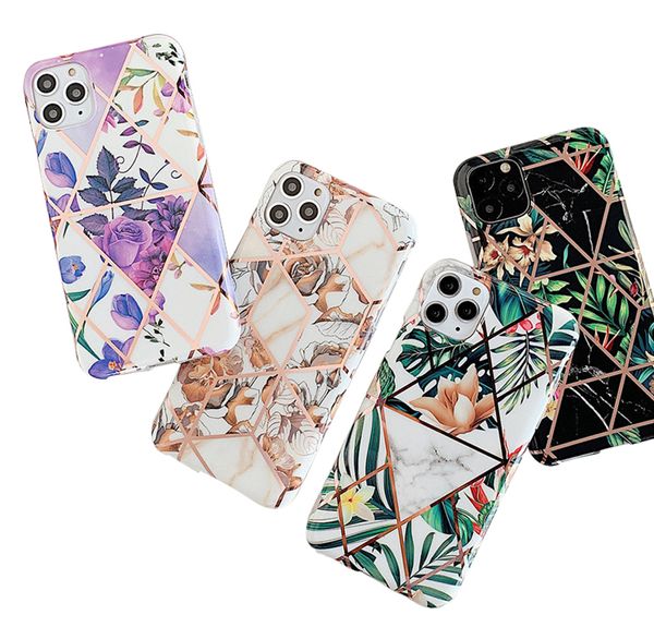 Popular Marble IMD Luxo Flor à prova de choque macio TPU Phone Case para iPhone 11 Pro Max XS Max XR X 6 7 8 Plus