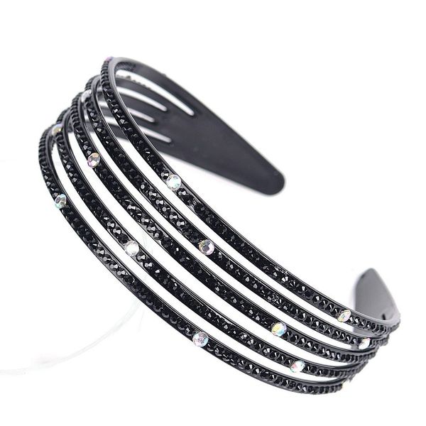 

fashion lady hairband headbands crystal rhinestone 5 rows plastic accessory gift au98, Black;brown