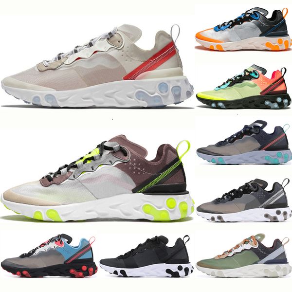 

87 desert sand sail react element men running women breathable royal tint black red anthracite dark grey sport sneakers shoes
