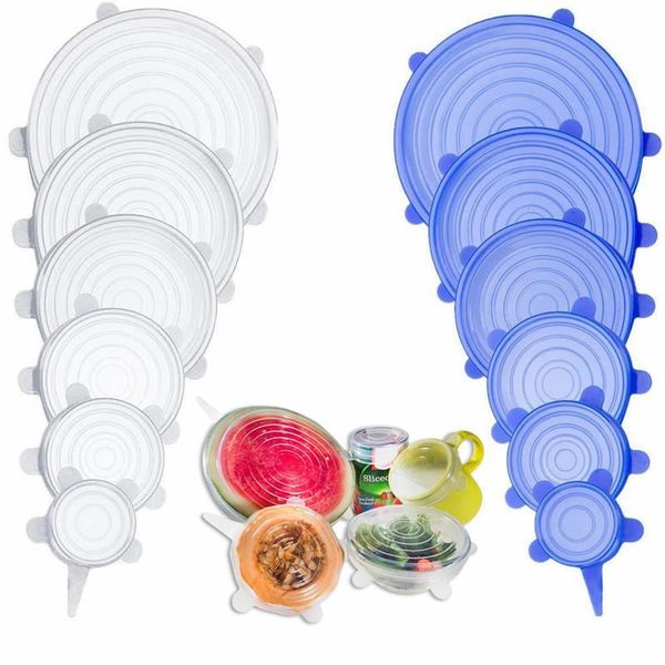 

6pcs reusable silicon stretch lids universal lid silicone wrap bowl pot silicone cover cooking kitchen accessories sers