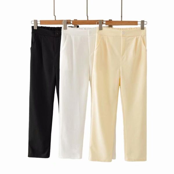 

women's dress 2019 summer new style fashion simple high-waisted after elastic casual pants women's 1224-8146, Black;white