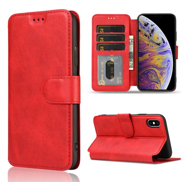 Para iPhone XR XS x 8 mais carteira de couro de luxo flip telefone caso tpu matte capa com slots de cartão titular do telefone
