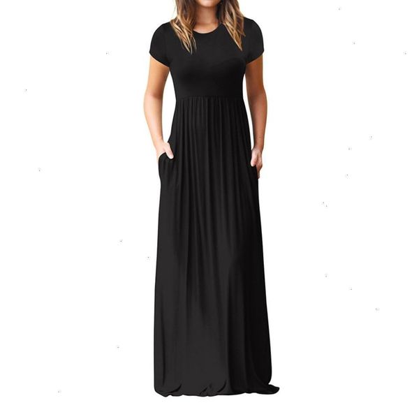 

women dresses women clothes sale floor length dress women casual pockets short sleeve party dress summer vestido longo festa, Black;gray