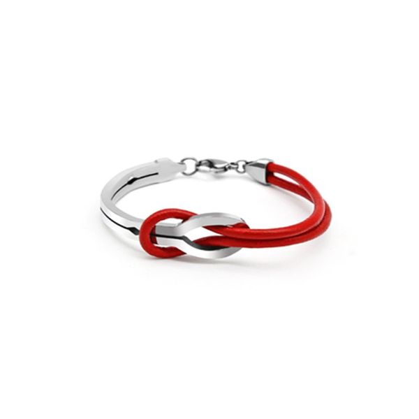 

casual leather bracelets titanium steel shackle buckle bangle charm wristband, Black