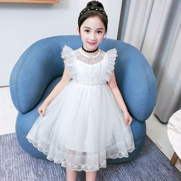 

girls dresses new cute princess cloths children clothing flower lace sleeve white kids girls party dress for girl, Red;yellow