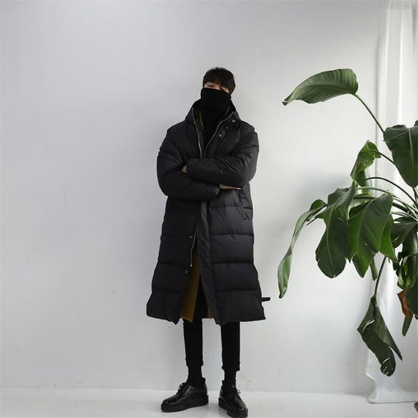 

winter men's waterproof snow jackets loose hat long parkas keep warm outerwear overknee black cotton-padded clothes tide coats