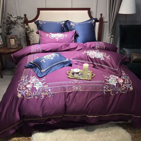 

60s egyptian cotton baroque high-end embroidery comfortable bed set ruiyee king set bedding duvet cover sheets pillowcase