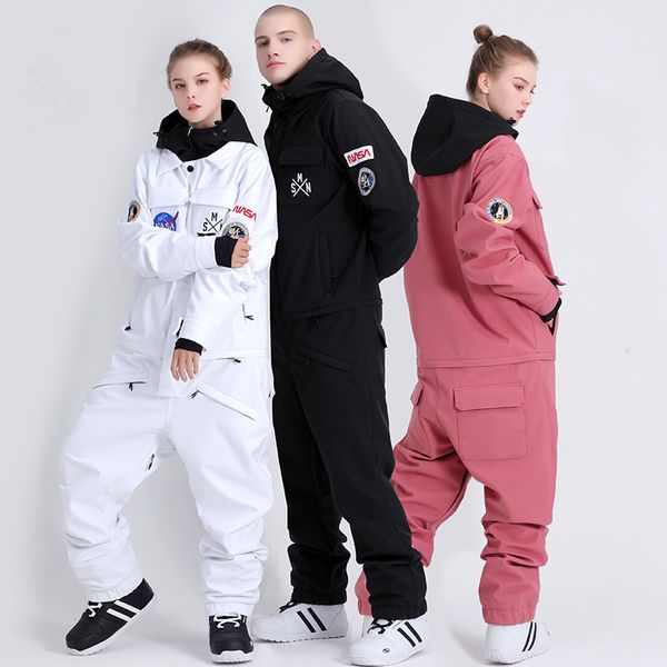 

one-piece couple ski suit men women snowboard set one-piece snow board jacket pants one piece loves ski trousers and jacket set