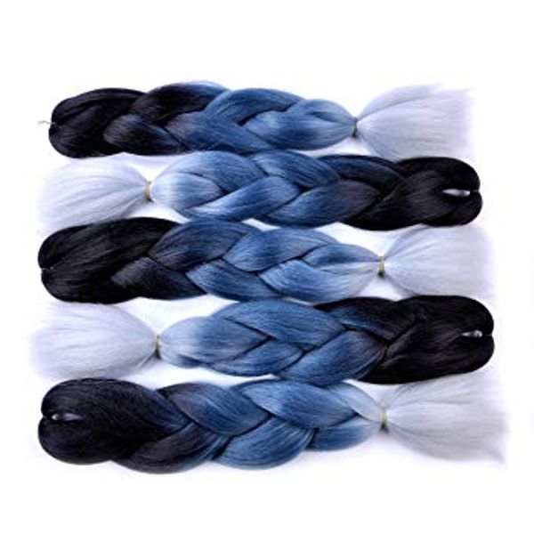 Jumbo Braiding Hair Black Grey Blue Silver Grey Jumbo Braid Hair Extension 24 Synthetic Hair Ombre Colors 18 Inch Remy Hair 8 Inch Brazilian Hair From