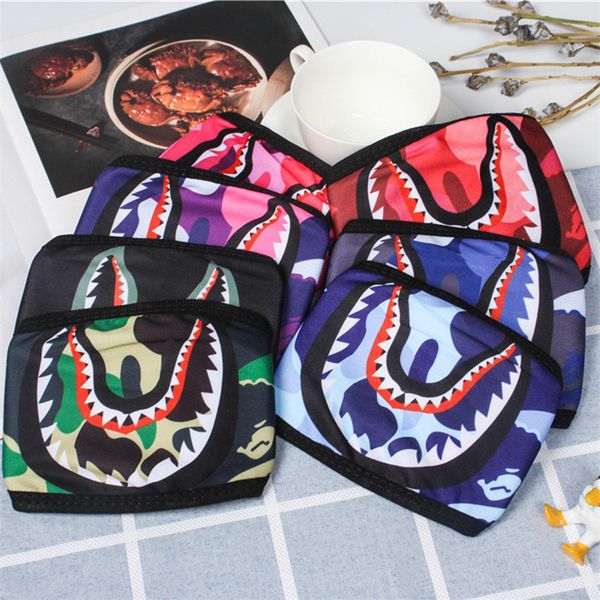 

fashion shark printed face mask dustproof designer masks washable durable women men face mask outdoor sports protective masks 7 color, Blue