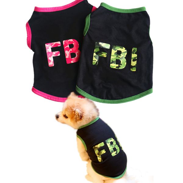 

spring/summer cotton pet dog vest fbi letter print dog shirt xs-l pet clothes for dogs cats puppy clothes wholesale 30ja4