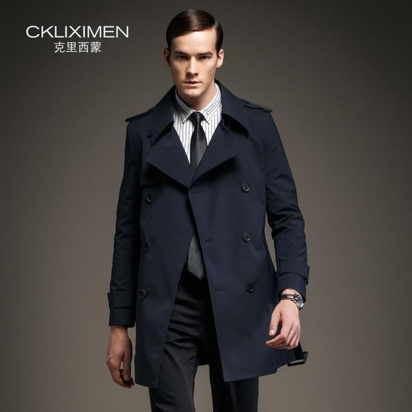 

wholesale- new arrive british style double breasted mens long trench coat brand business casual windbreaker jacket overcoat men, Tan;black