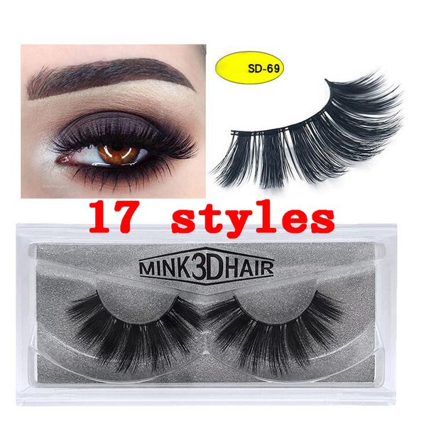 maquiagem 3D Mink cílios dos olhos Mink cílios falsos Macio Natural grossas Eye 3D Lashes beleza Extensão Ferramentas 17 estilos DHL