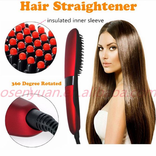 

2016nasv brush hair straightener professional hair straightener comb electric heating irons ceramic straightening brush, Black